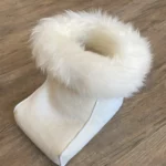 Fußwärmer mit Kragen Merino in naturweiss, naturbraun oder golden