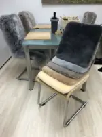 Sitzauflage Merino quadratisch 40 cm x 40 cm in platingrau, steingrau, anthrazit, golden und bernstein